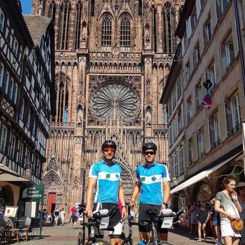 Michael Pellinghoff und Leo Hauschild auf einer Radausfahrt nach Straßburg im August 2018